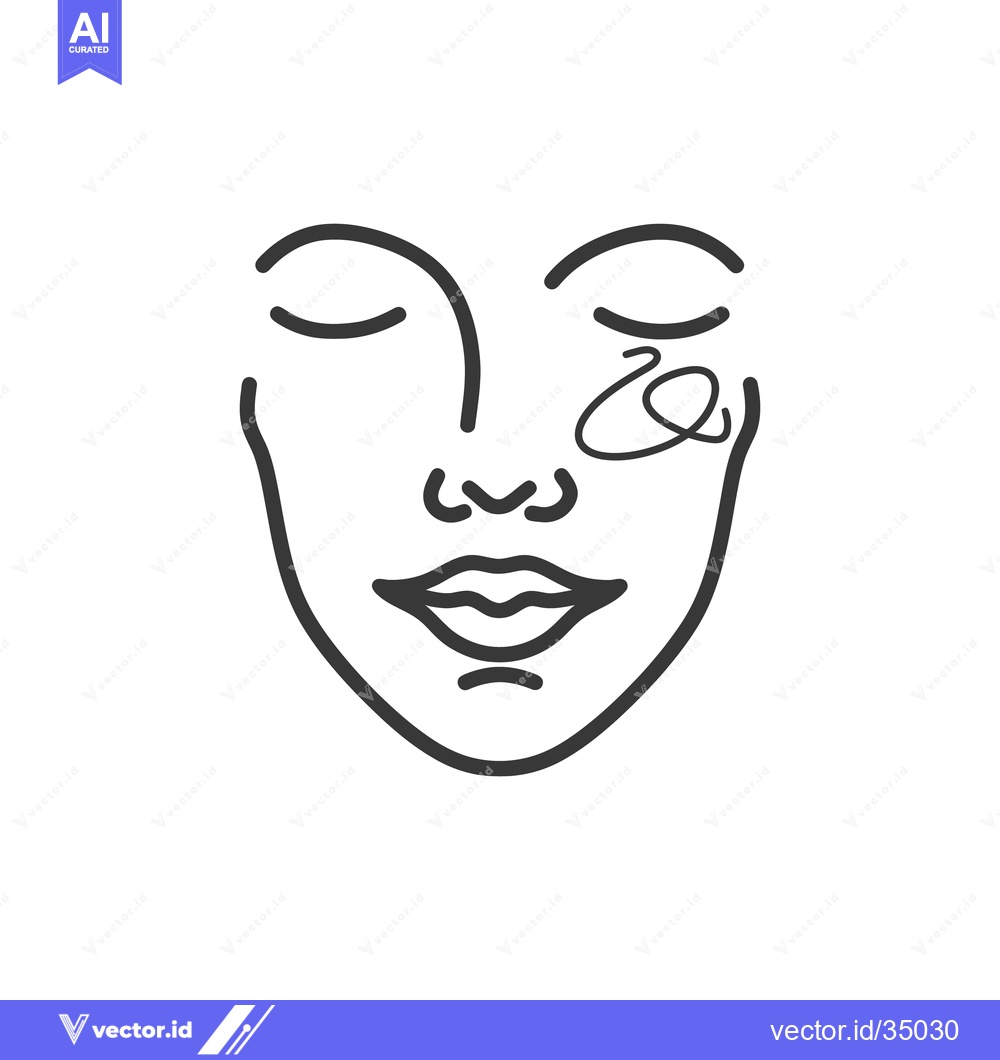 Premium Vector of A simple stylized outline of a human face with closed eyes