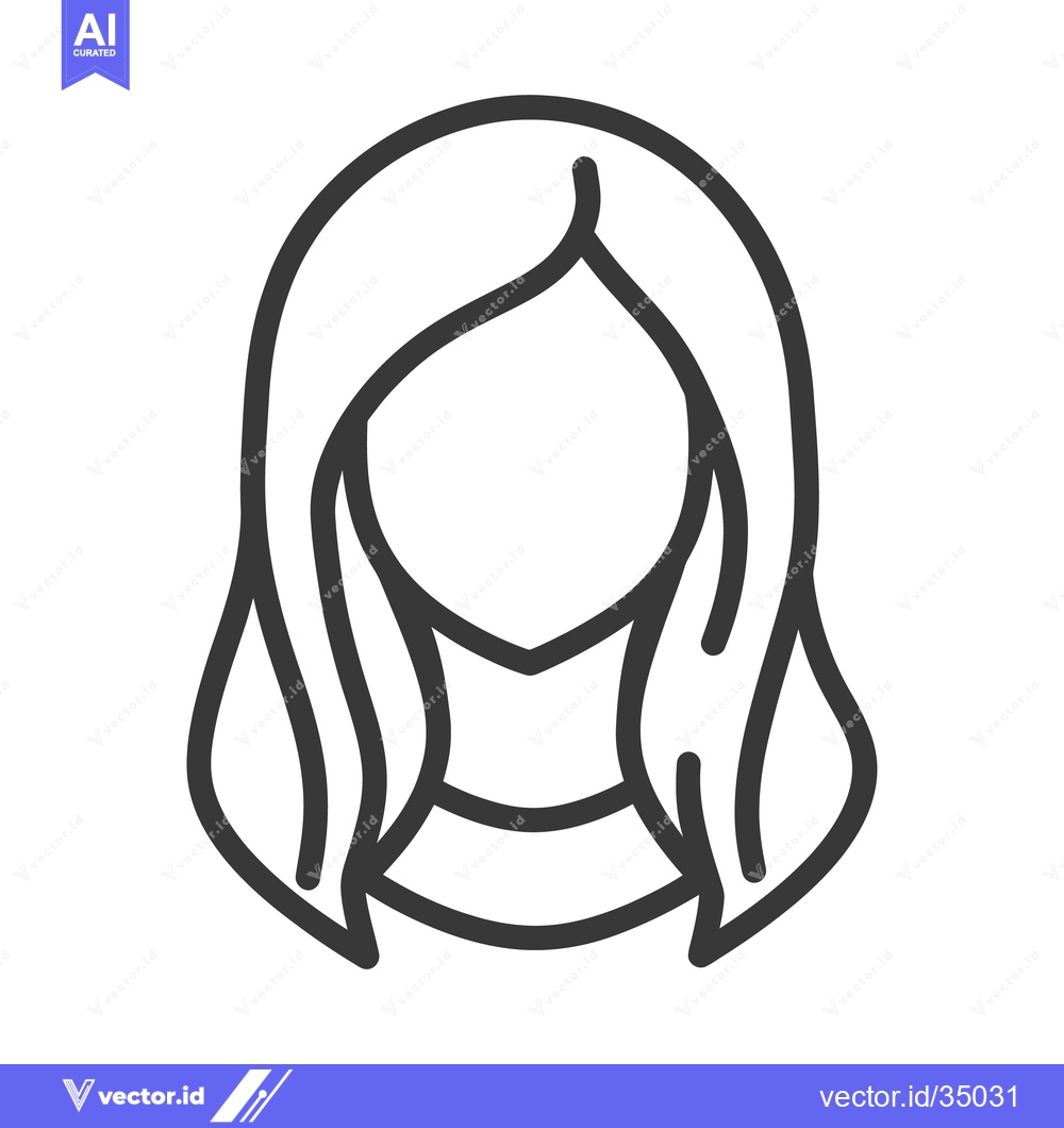 Premium Vector of A simple black and white outline illustration of a female person