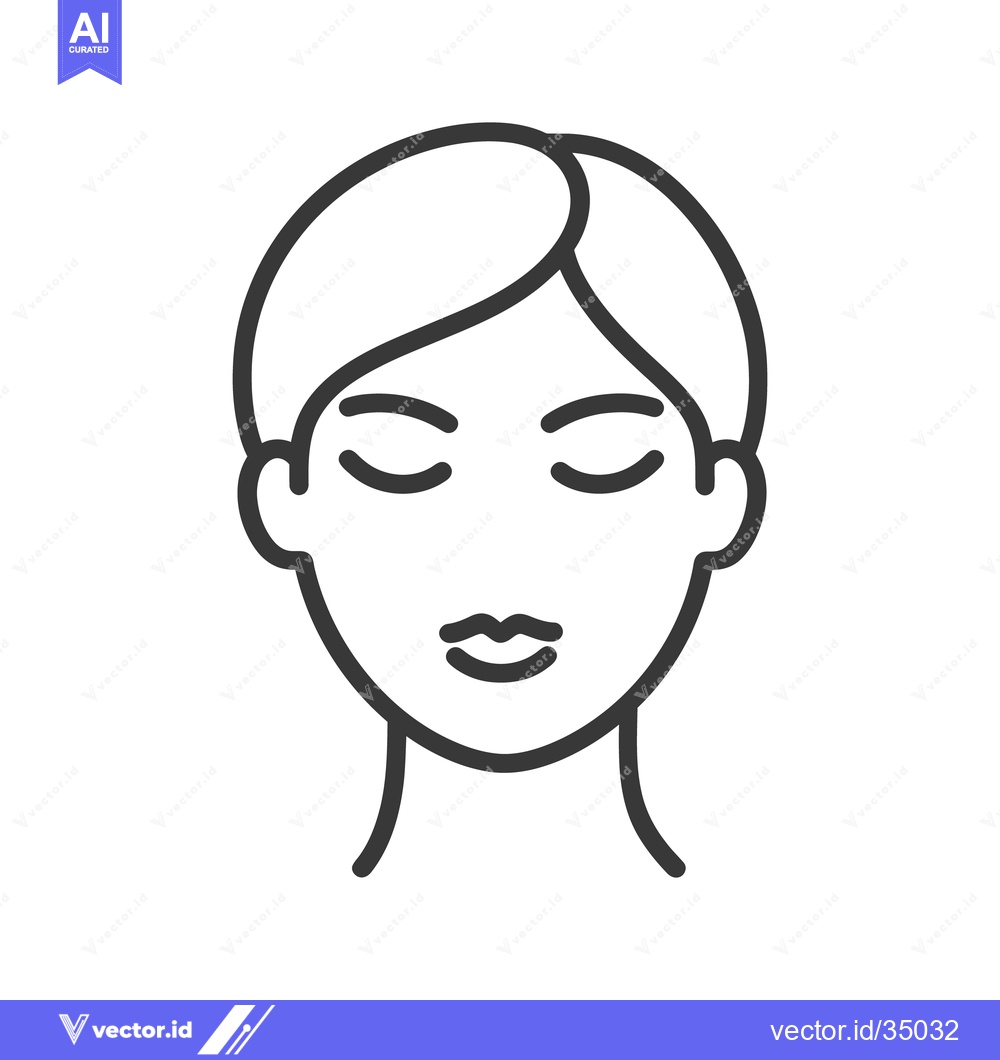 Premium Vector of A simplified line art drawing depicts a peaceful human face