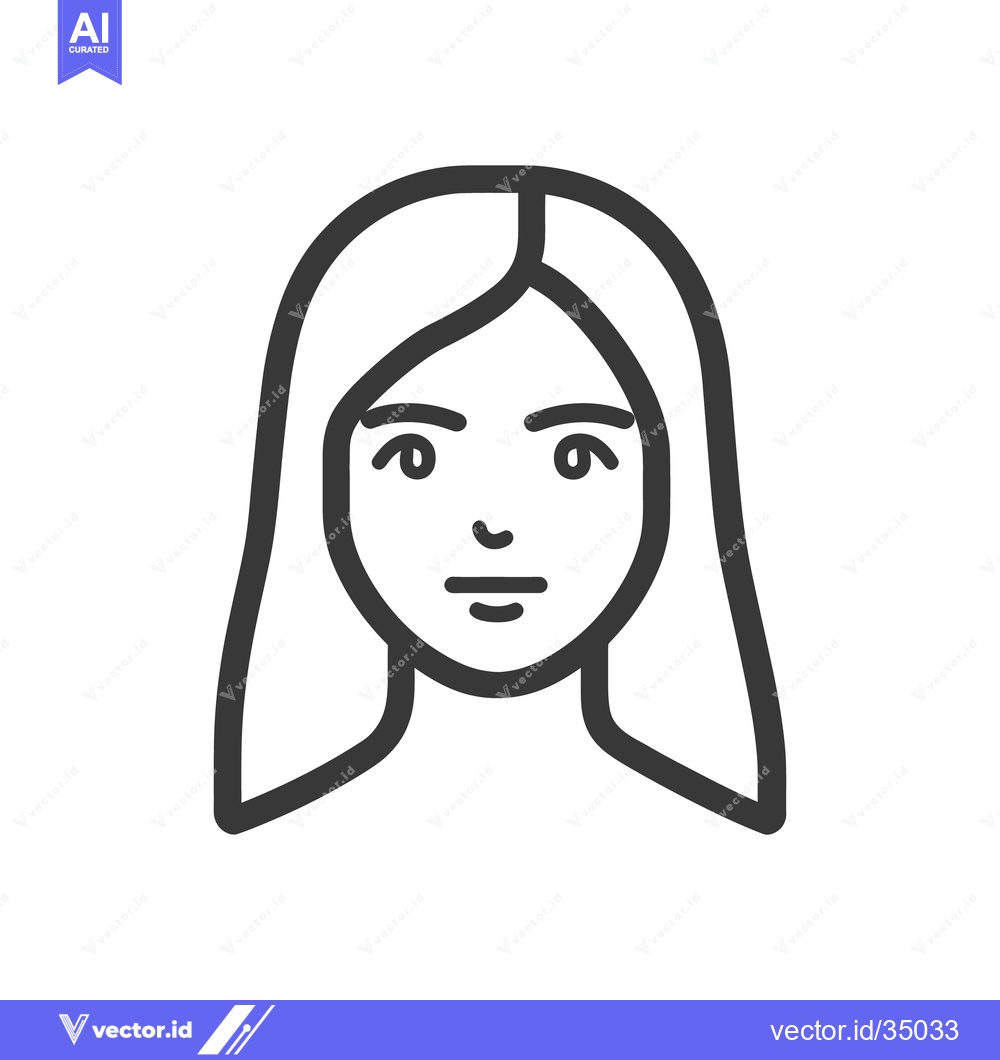 Premium Vector of A simple icon featuring a woman with straight long hair
