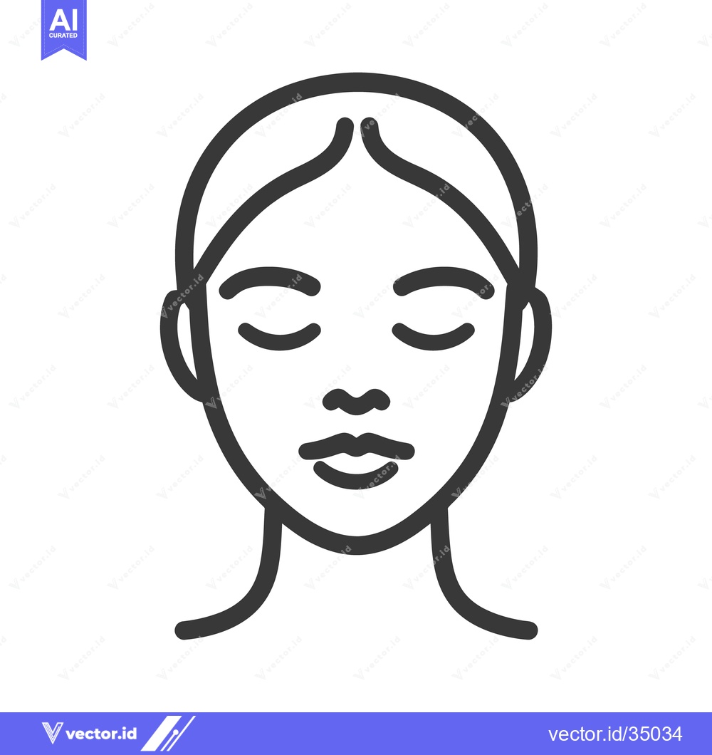 Premium Vector of Simple outline illustration of a female face with closed eyes