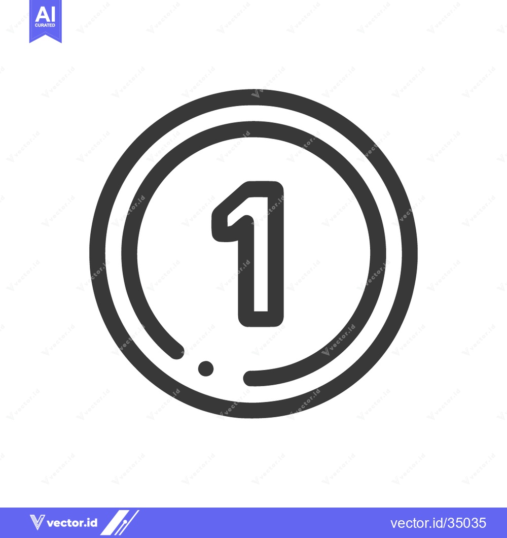 Premium Vector dari Minimalist Number One Icon: Bold Line Art in Circular Frame, Isolated