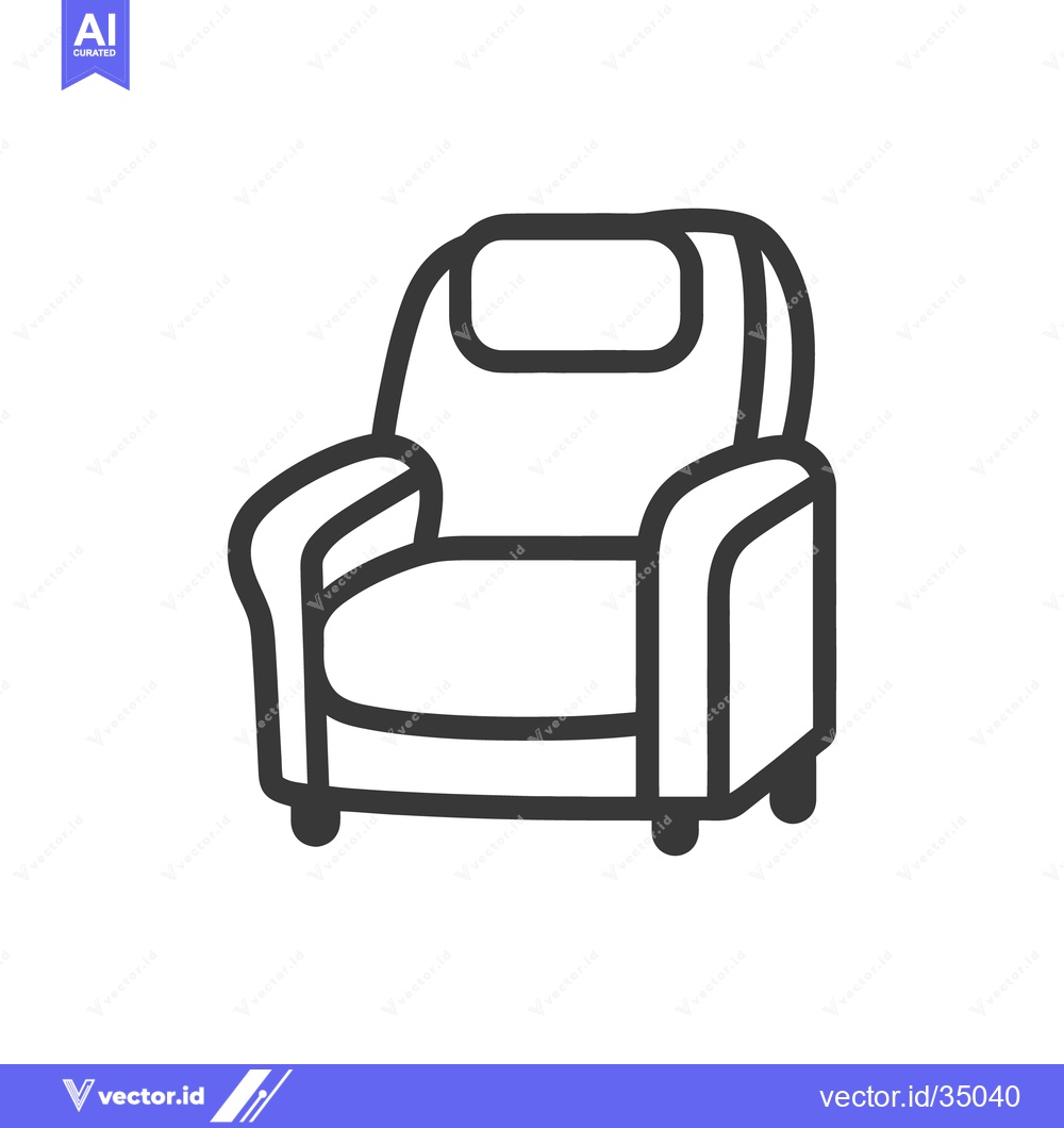 Premium Vector dari Comfortable armchair icon depiction rendered in simple black outline s