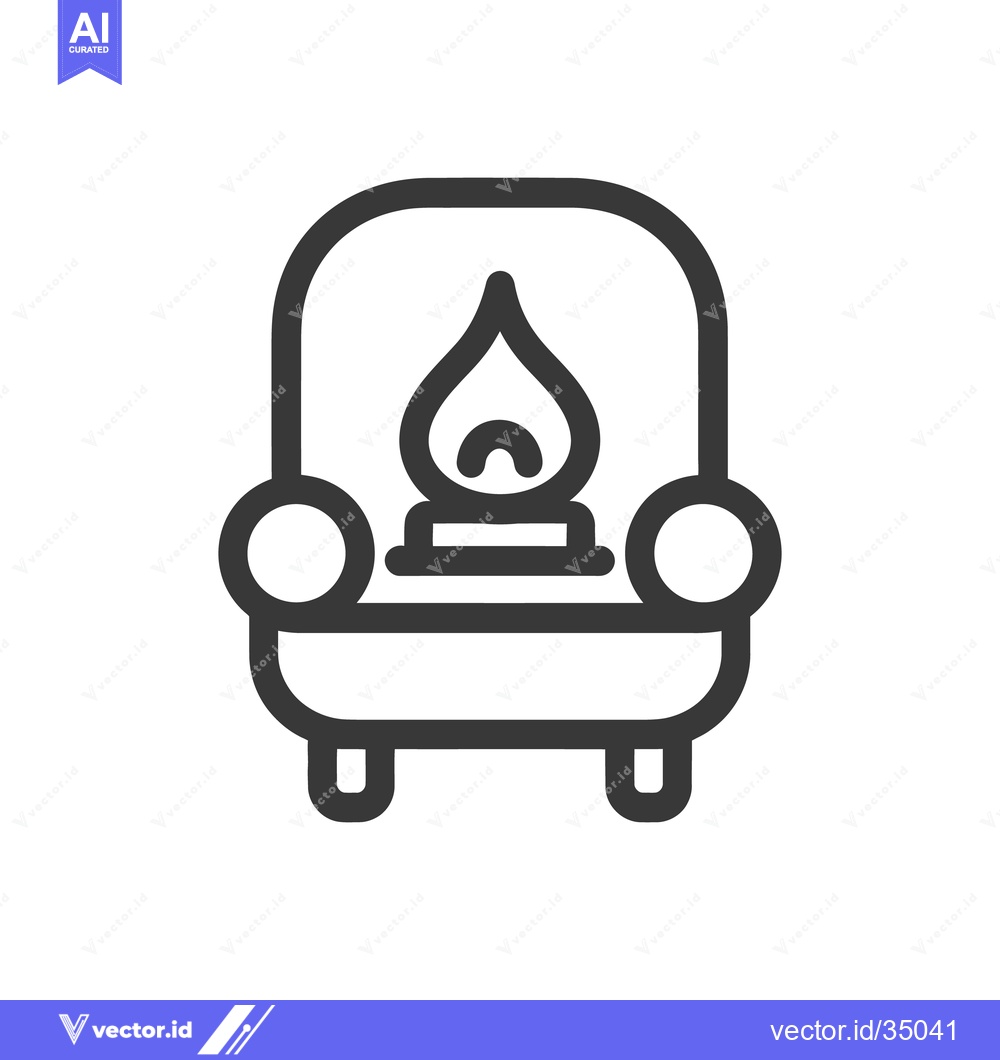Premium Vector dari An illustration depicts a chair with a decorative fireplace flame