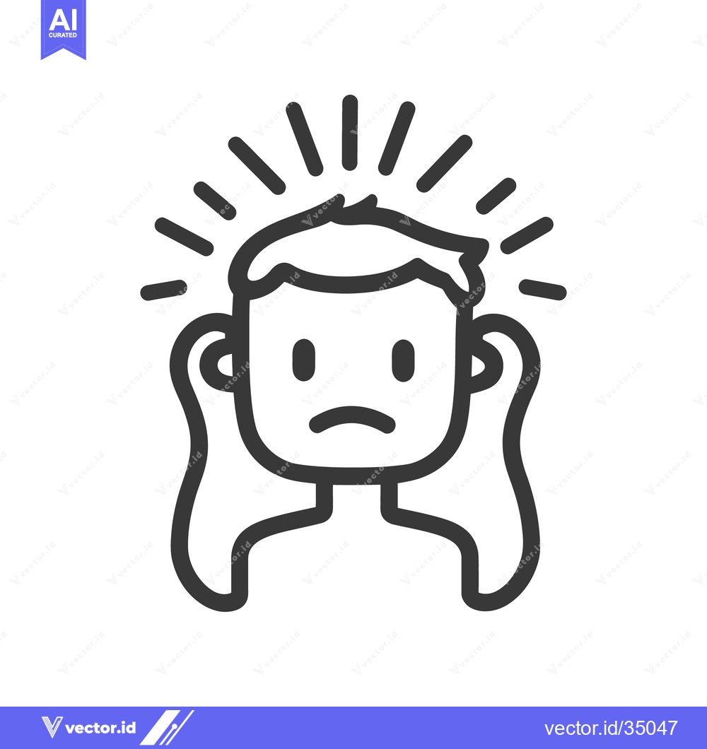 Premium Vector dari A person with a headache holding ears in discomfort