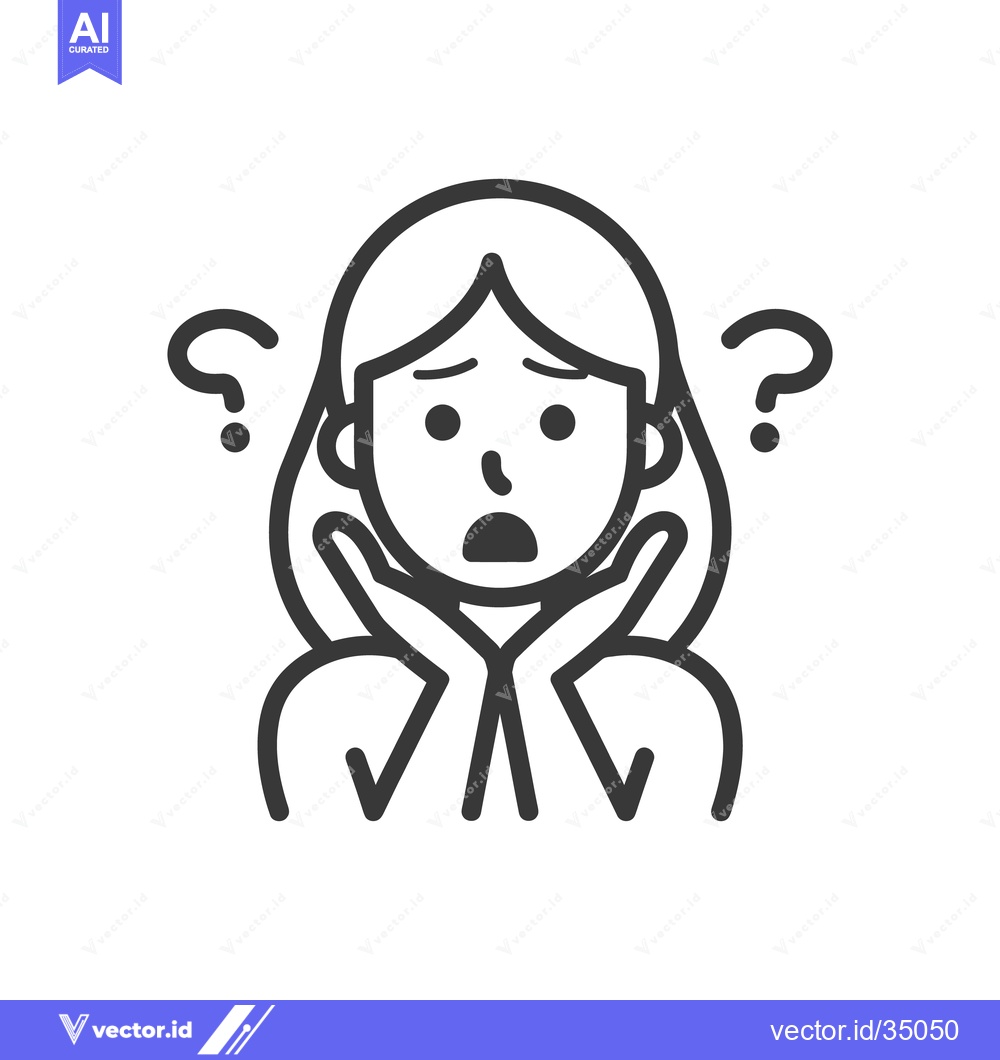 Premium Vector dari A surprised woman with question marks looks perplexed and worried