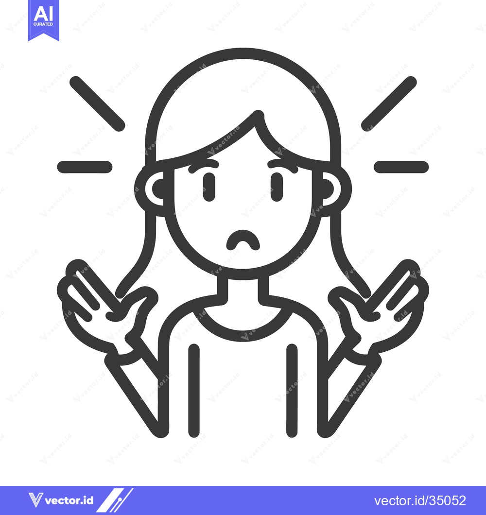 Premium Vector of A simplified outline of a person looking confused and frustrated