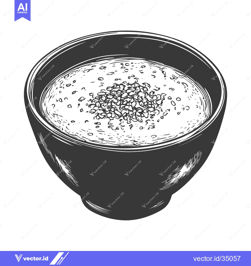 Premium Vector dari A bowl of creamy soup with a sprinkle of seeds
