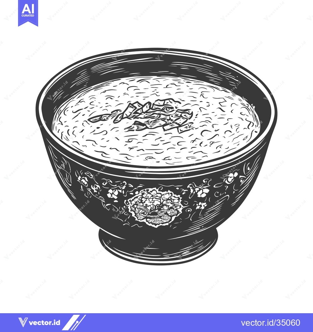 Premium Vector dari An ornate bowl contains creamy textured soup