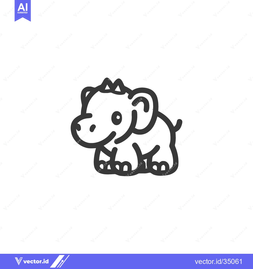 Premium Vector of Charming Cartoon Elephant Outline on White Background, Minimalist Styl