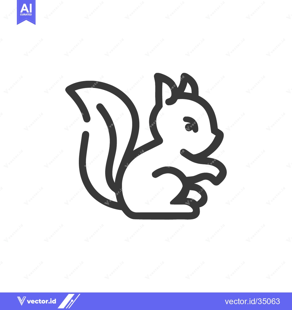 Premium Vector dari Minimalist Squirrel Icon: Bold Outline, Playful Design on White Backgr