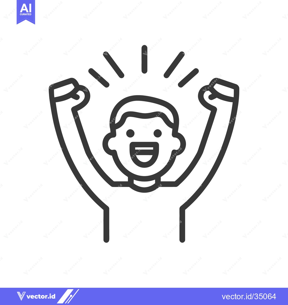 Premium Vector of A happy person celebrating with raised arms showing enthusiasm