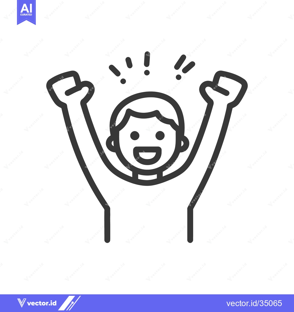 Premium Vector of A simple line drawing of a person celebrating with joy