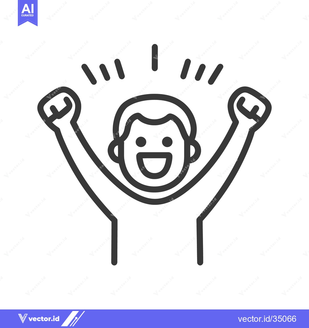 Premium Vector dari Simple vector illustration of an excited person celebrating a victory