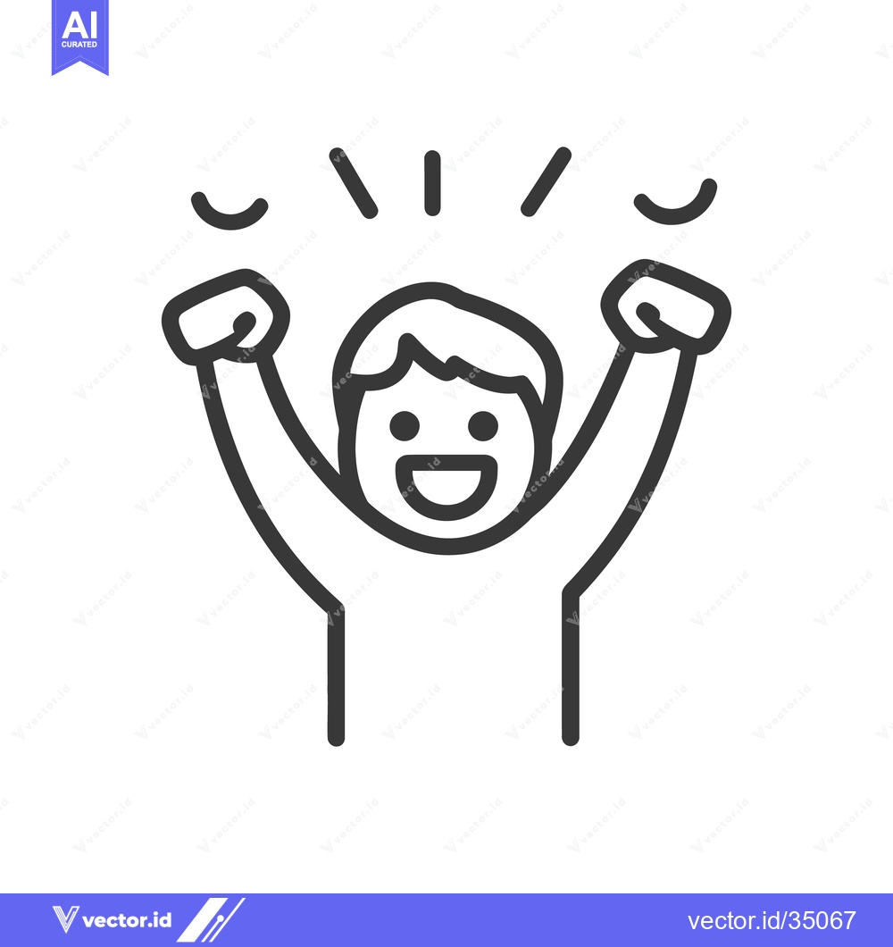 Premium Vector of A simplified illustration of an excited person celebrating success