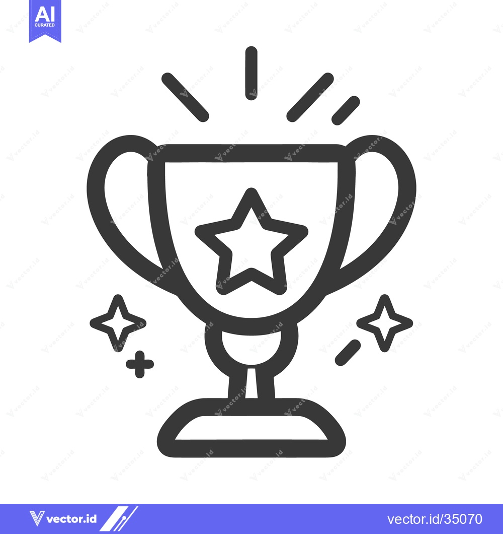 Premium Vector dari A stylized line illustration of a trophy with star embellishments