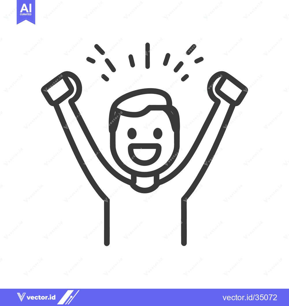 Premium Vector dari A joyful person with arms raised celebrating happiness and success