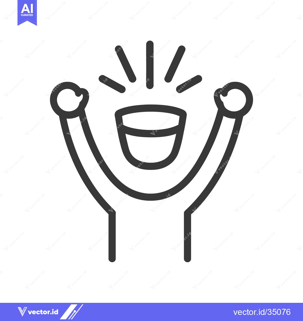 Premium Vector dari Simple line drawing shows person celebrating with raised arms