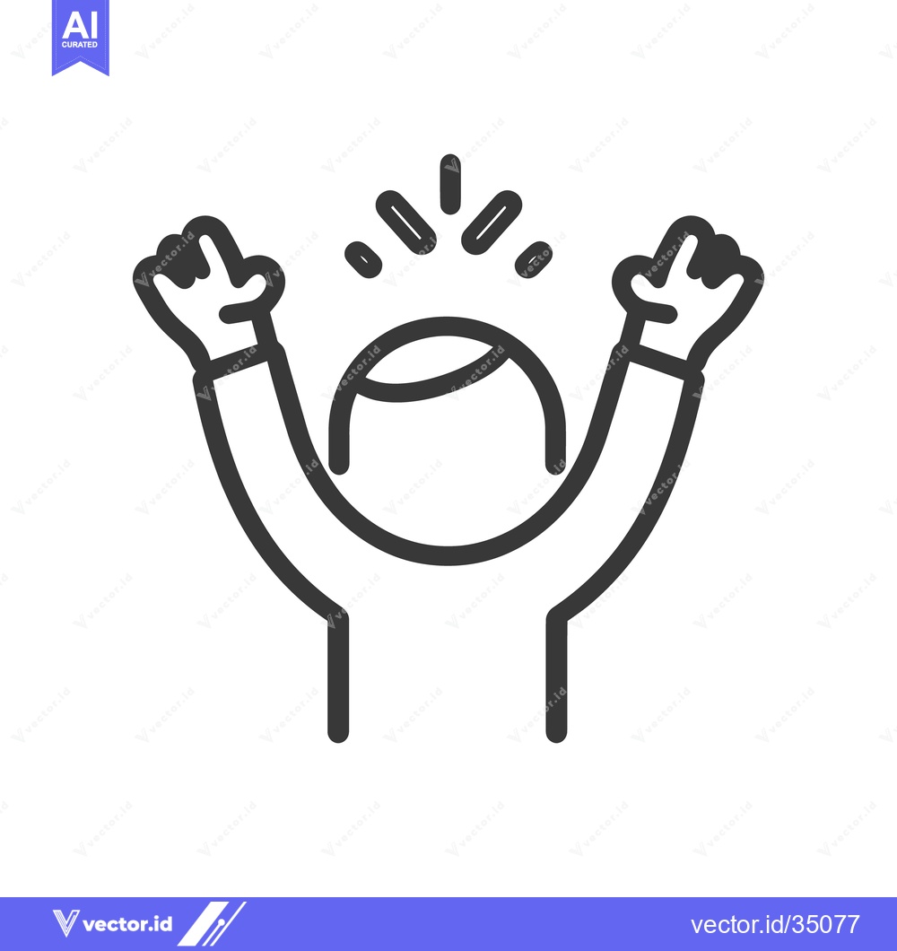 Premium Vector dari Simple line drawing illustrating a person expressing great excitement