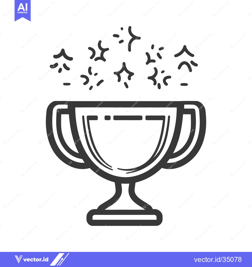 Premium Vector dari A stylized line drawing of a trophy with celebratory sparkle