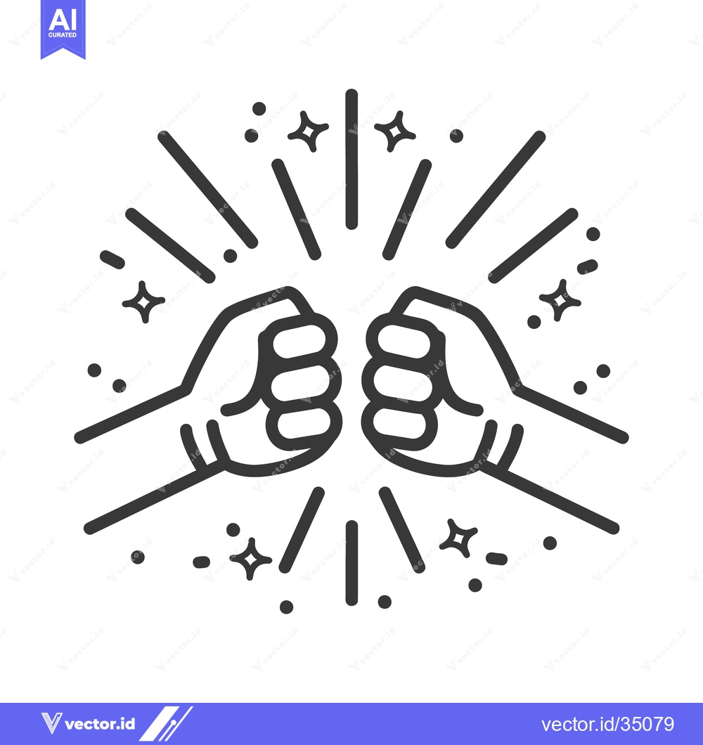 Premium Vector dari Two clenched fists bump together amidst a burst of energy