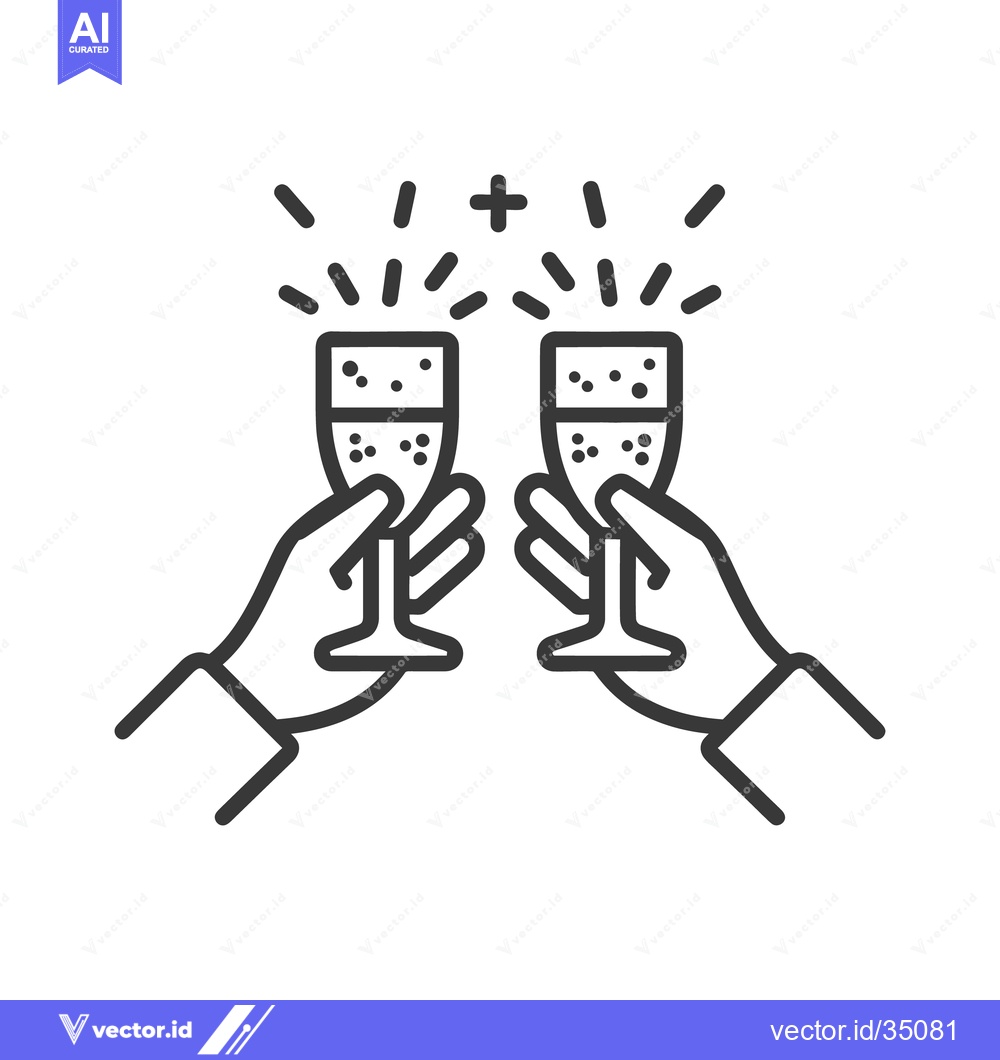 Premium Vector of Two hands holding champagne glasses making a celebratory toast