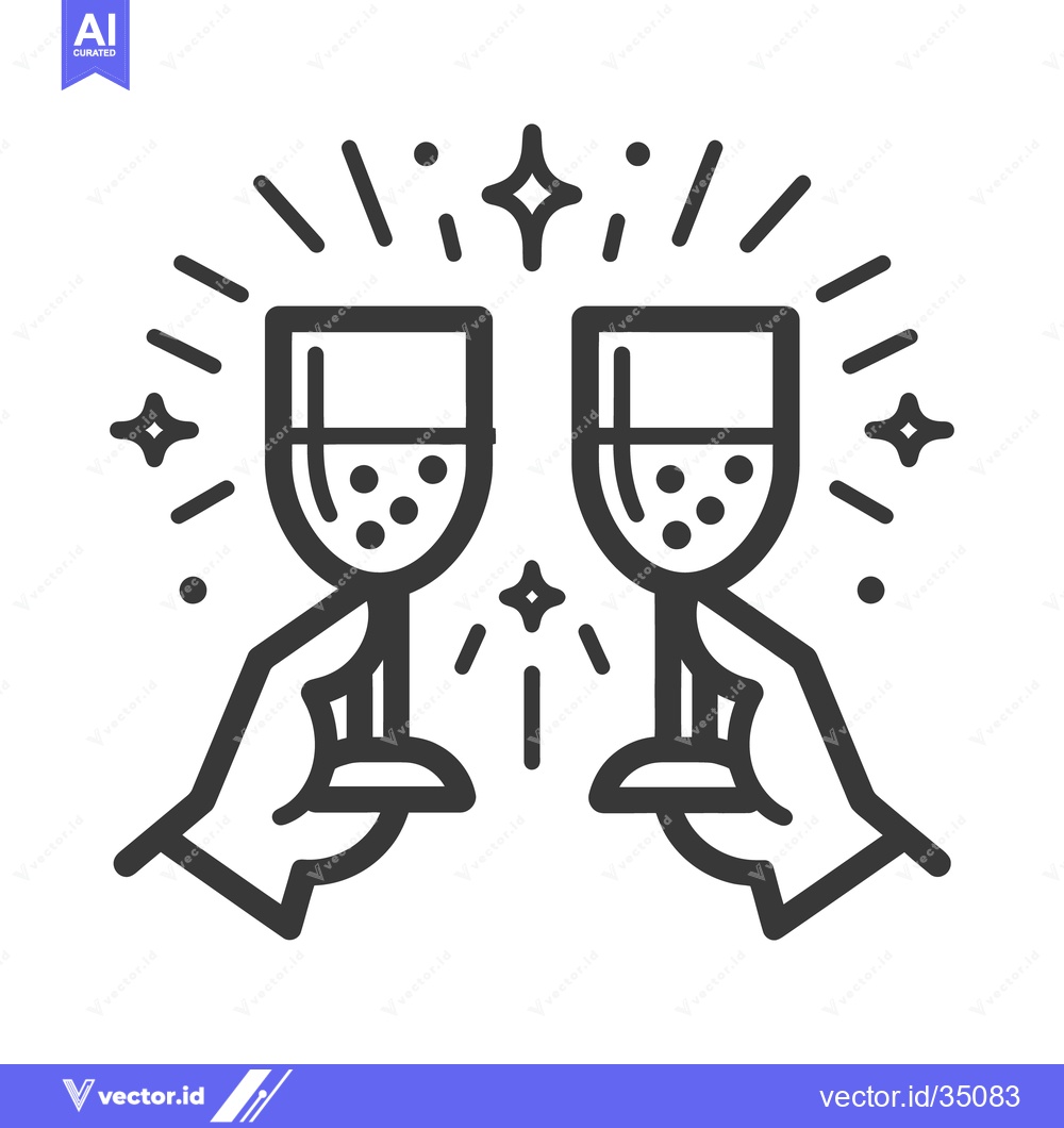 Premium Vector dari Two glasses of champagne clinking with decorative stars around them