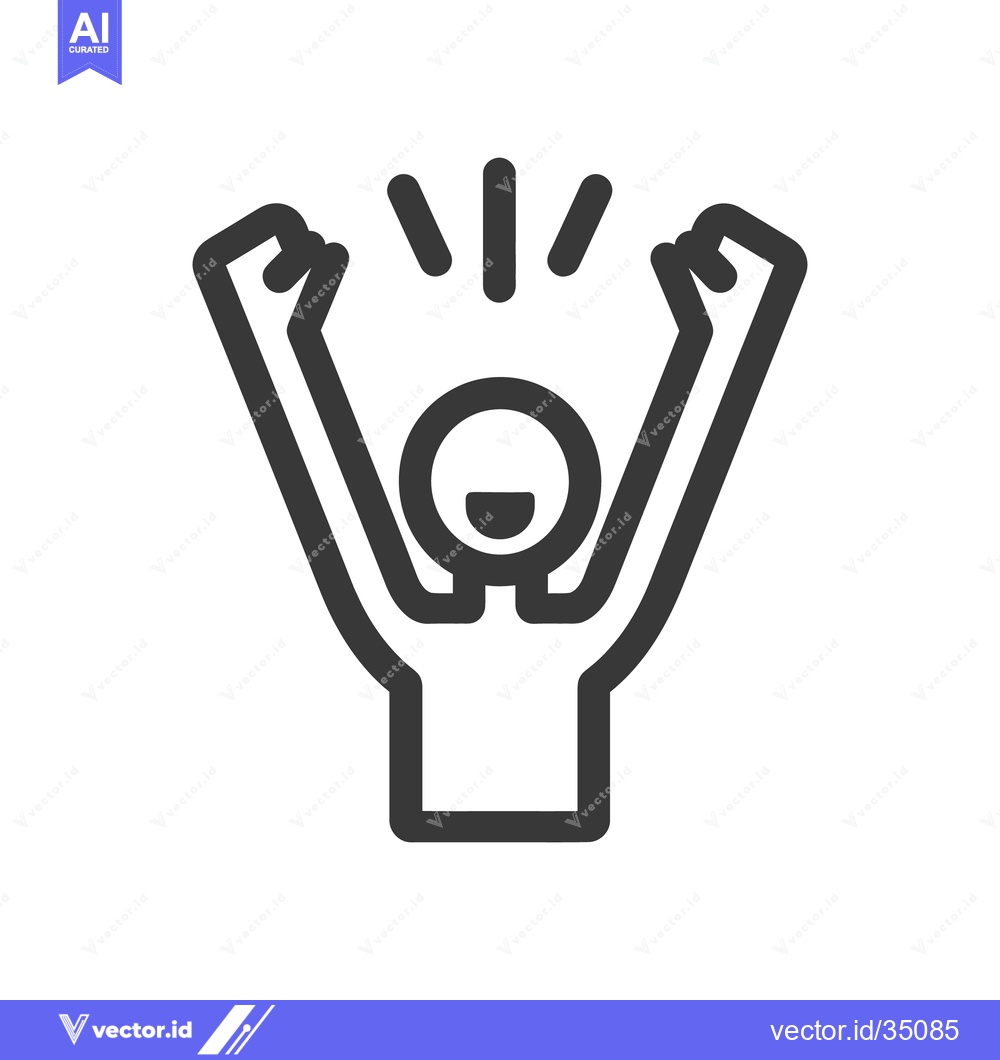 Premium Vector of Simple icon depicting a joyful person with raised arms in celebration