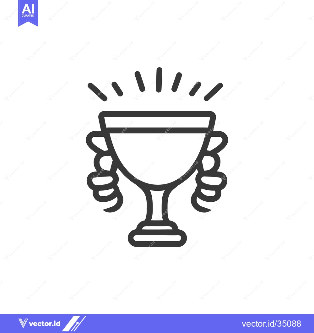 Premium Vector of An illustrated award cup is being held with hands