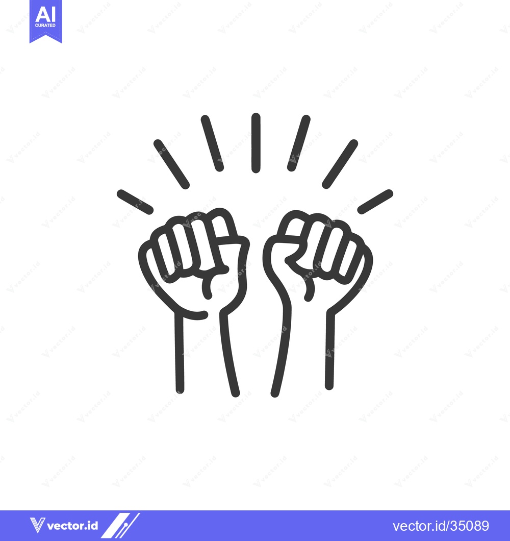 Premium Vector dari Two clenched fists are raised with lines of expression around them