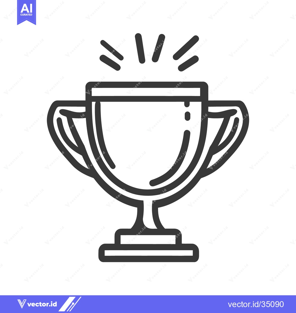 Premium Vector of A simple line drawing showing a trophy with radiating lines