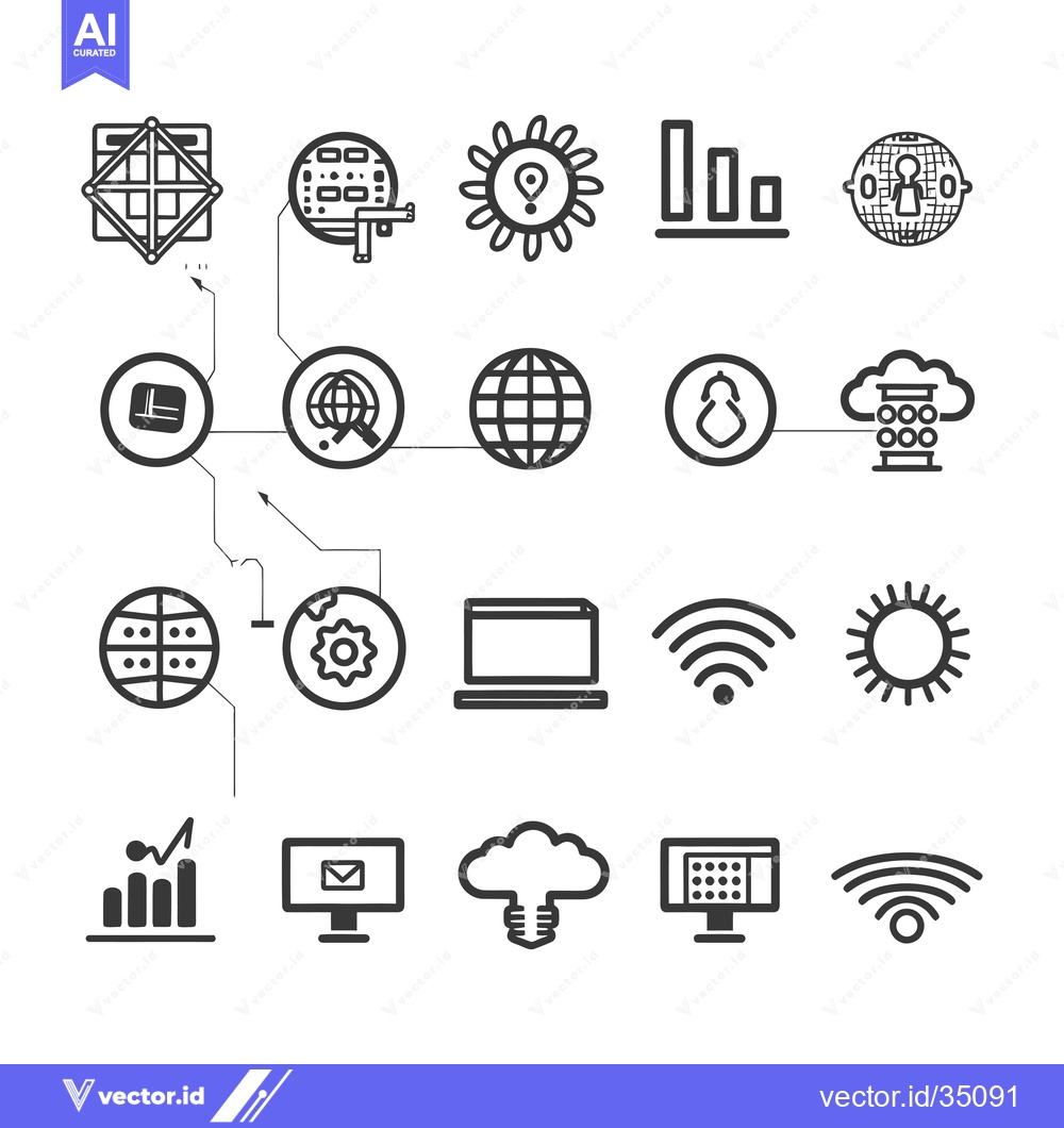 Premium Vector dari Connected Network of Technology Icons