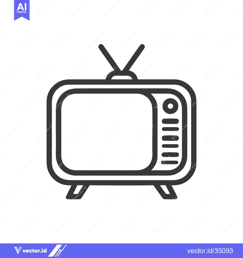 Premium Vector dari Retro Television Icon: Classic Design with Antenna and Rounded Edges