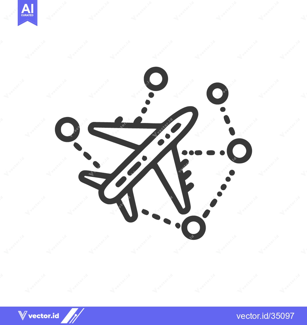 Premium Vector dari Airplane Icon with Connected Nodes: Global Travel Network Concept