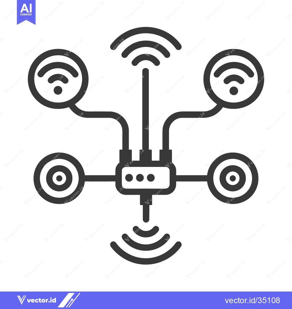 Premium Vector dari Network connection and wireless technology communication symbol illust