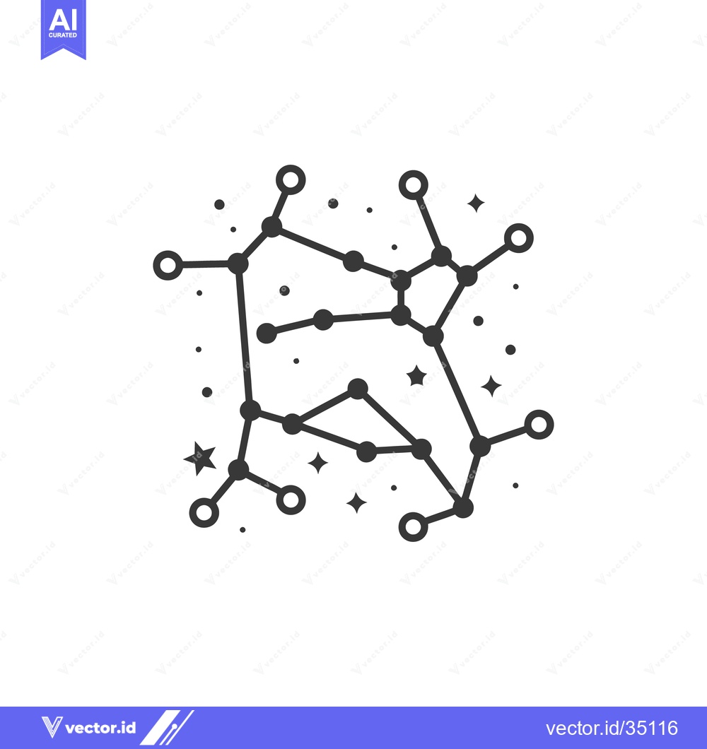 Premium Vector dari A simplistic black and white representation of a constellation in spac