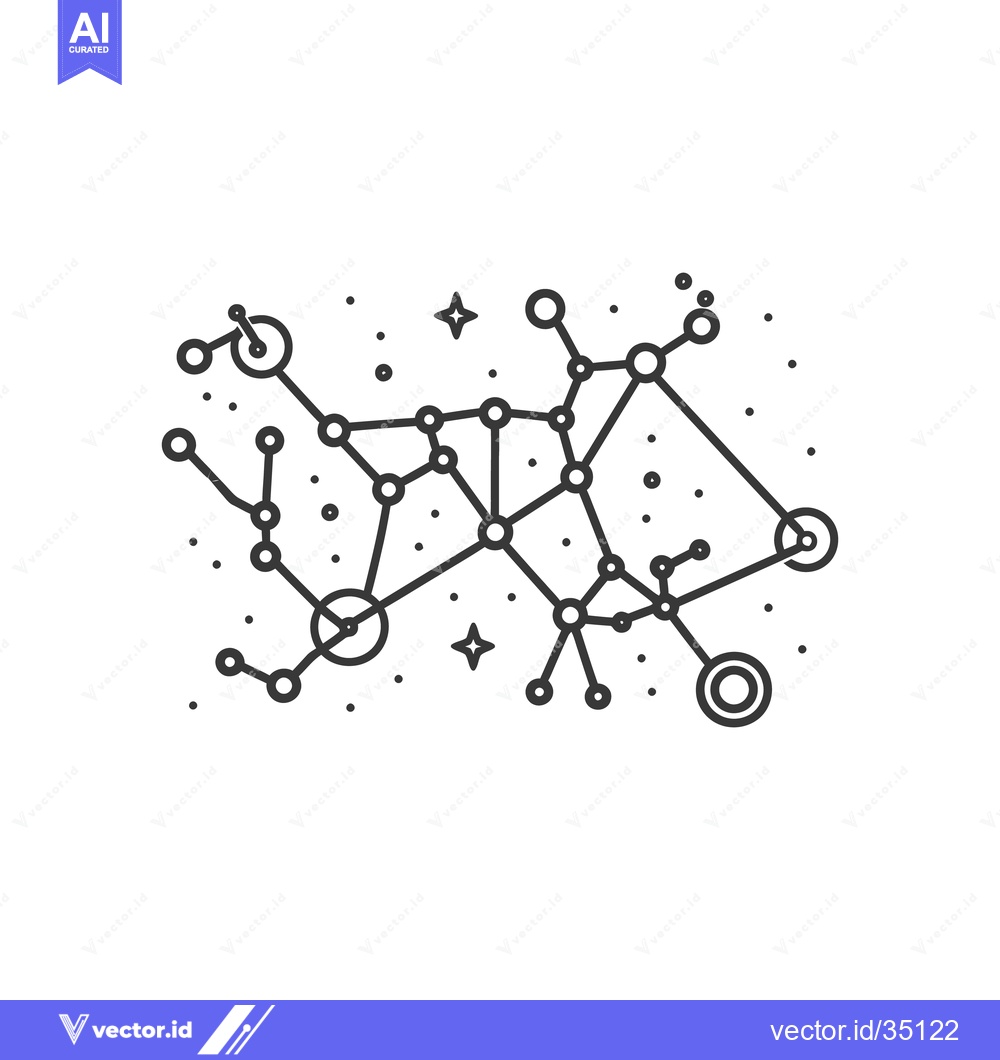 Premium Vector dari A black and white illustration depicting interconnected celestial cons