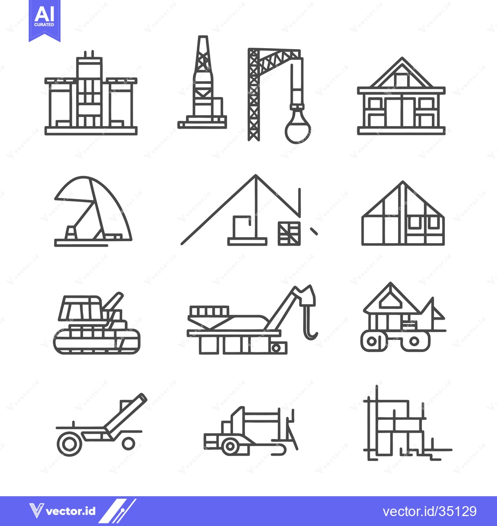 Premium Vector dari Construction and Building Industry Icon Set