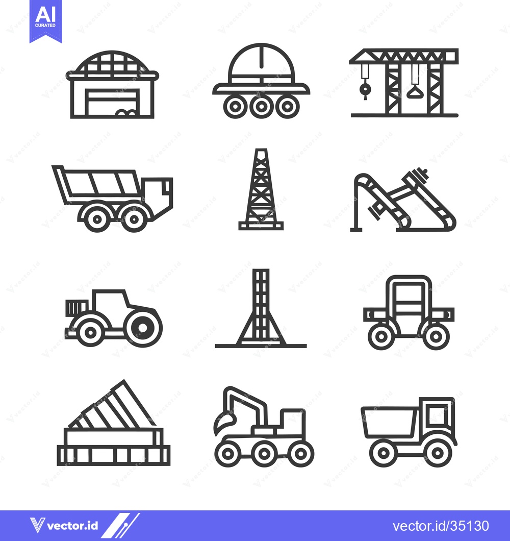 Premium Vector dari Construction and Mining Equipment Outline Icons