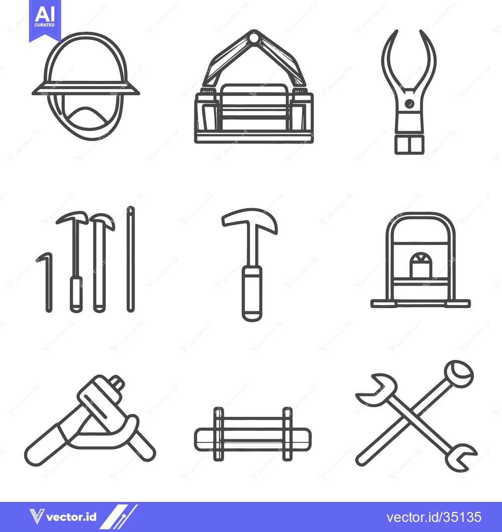 Premium Vector dari Outlined Tools and Equipment for Construction and Related Industries