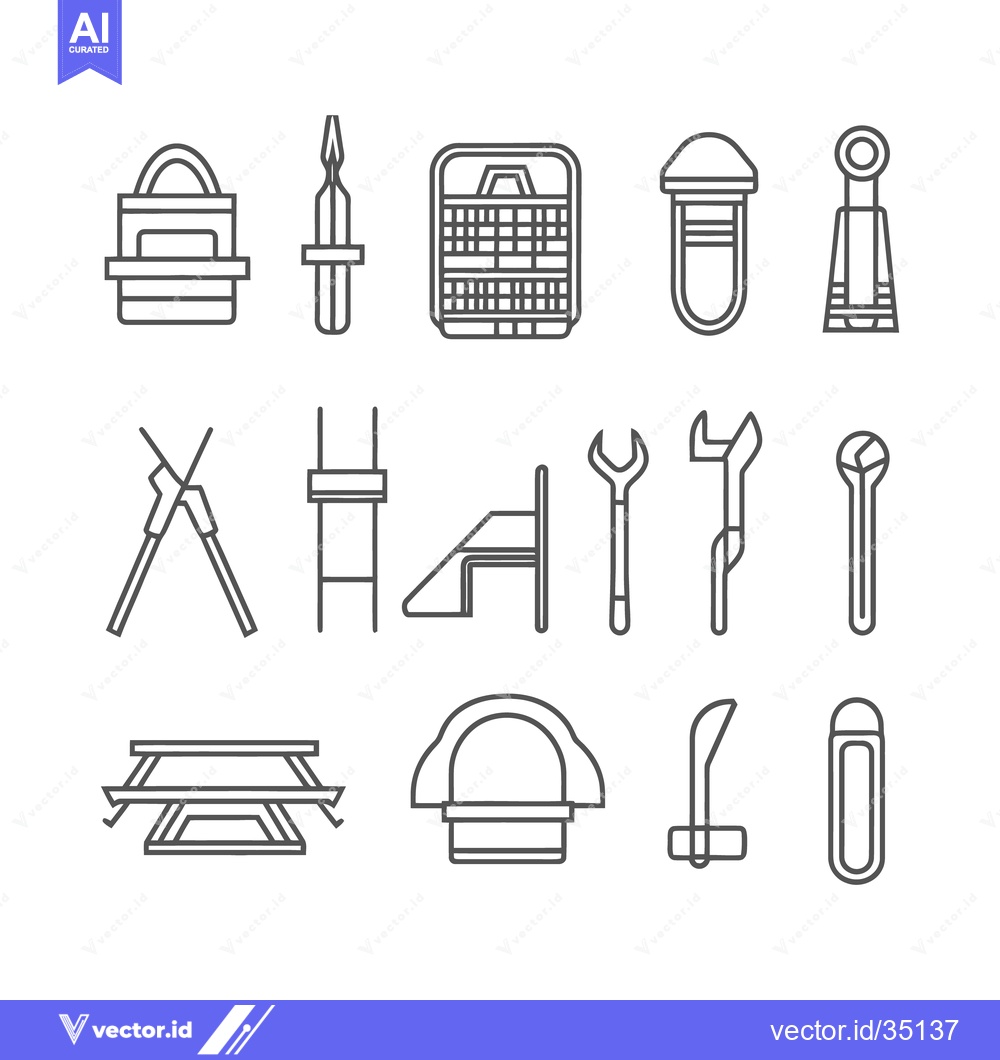 Premium Vector dari A collection of outline illustrations depicting various tools and obje