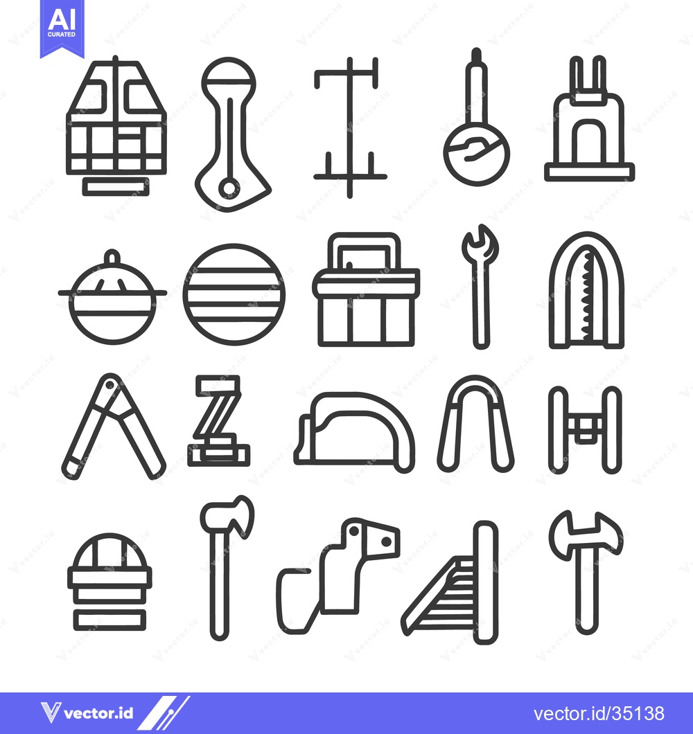 Premium Vector of A Collection of Industrial Tools and Hardware Illustrations