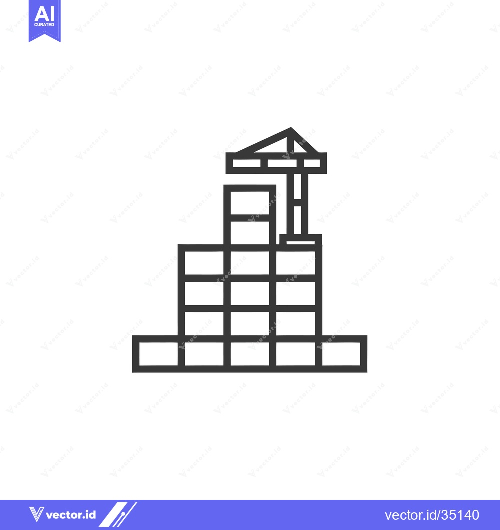 Premium Vector of Construction Crane Lifting Building Blocks