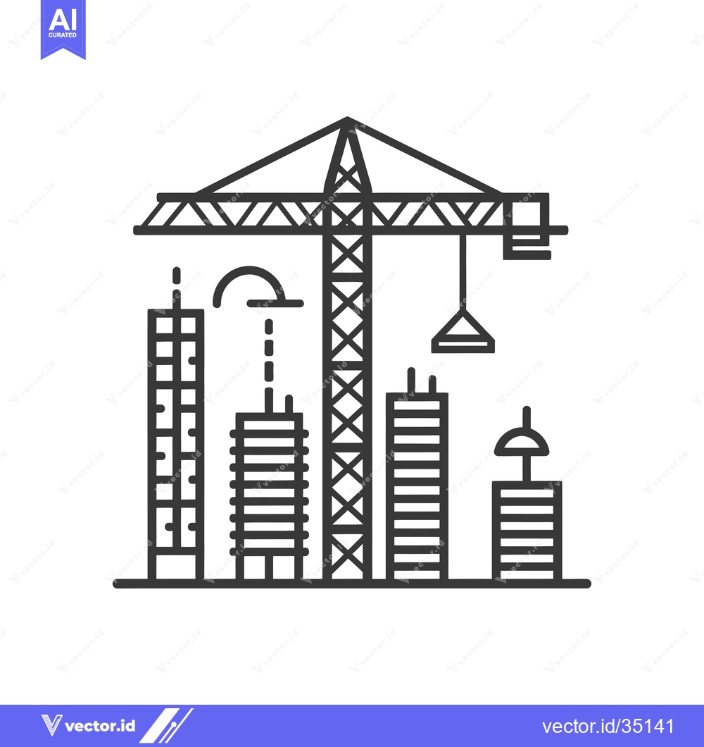 Premium Vector of Construction Crane Lifting Building Materials