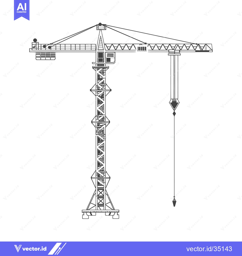 Premium Vector dari Construction Crane with a Suspended Bucket