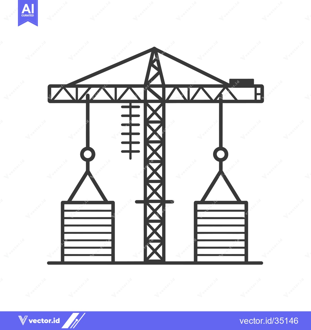 Premium Vector of Construction Crane with Two Suspended Loads