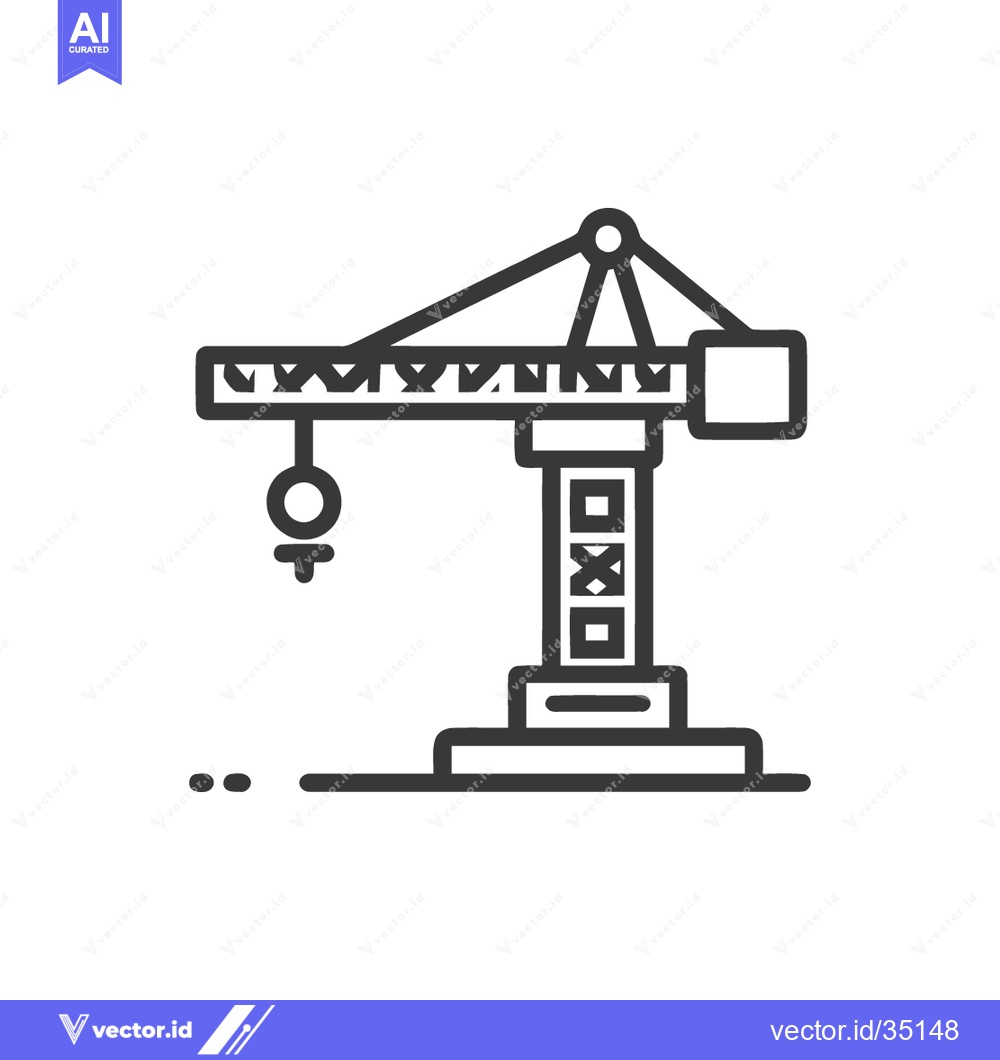Premium Vector dari Minimalist Construction Crane Icon: Bold Outline, Geometric Design on