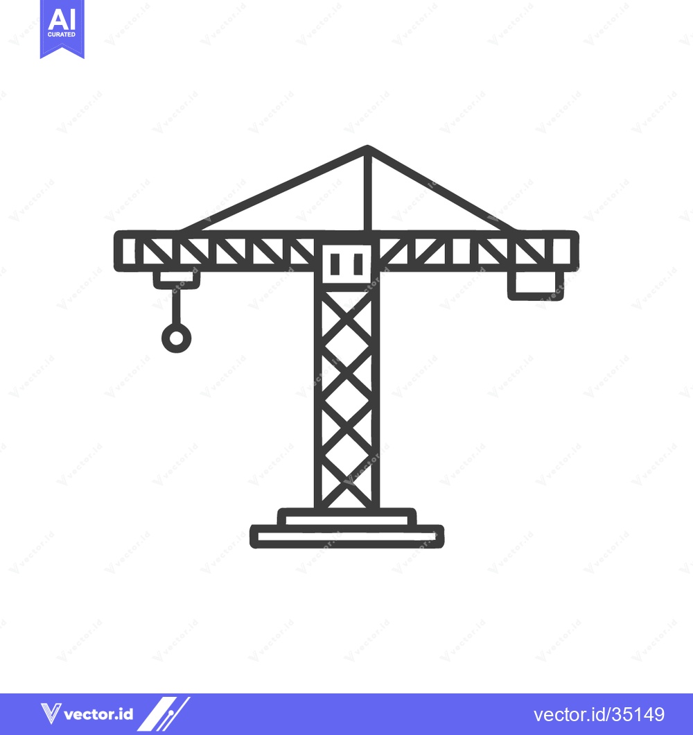 Premium Vector of Minimalist Construction Crane Icon: Clean Line Art on White Background