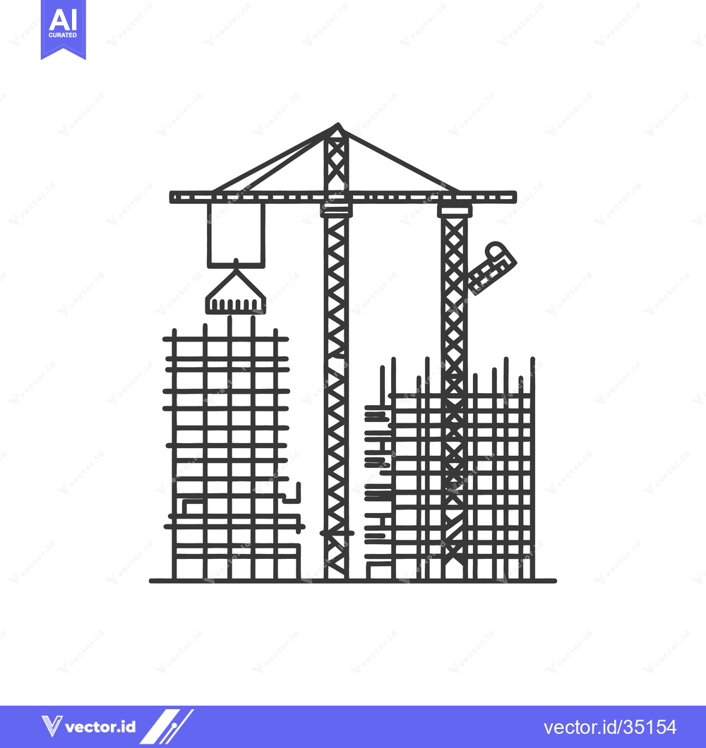Premium Vector dari An illustrated outline of a construction site building structures