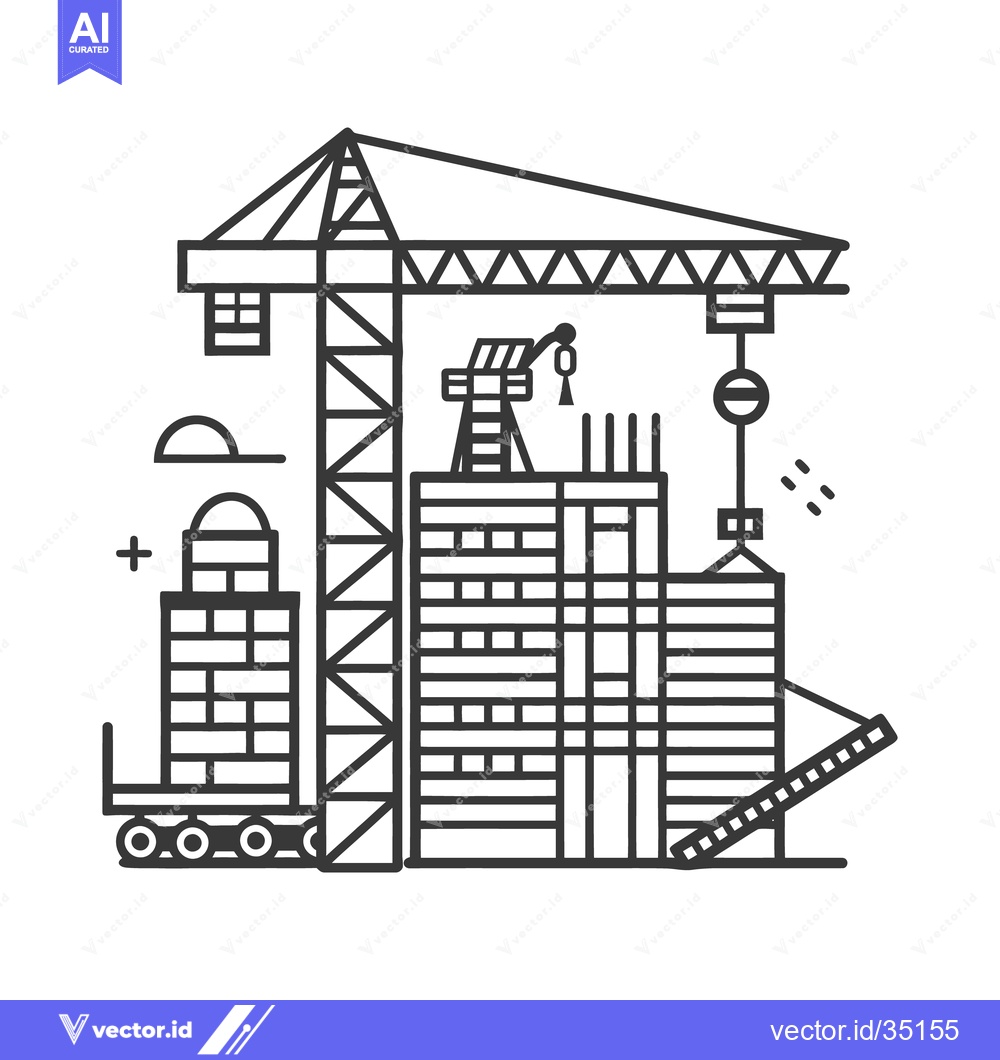 Premium Vector dari Simple black and white illustration of a city under construction